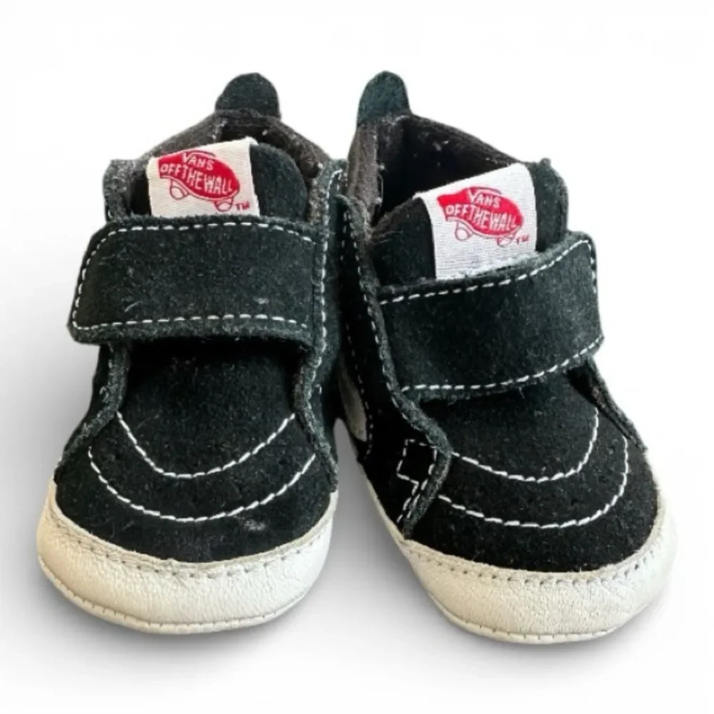 Vans Infant SK8-Hi Crib High Tops Soft Black White Baby Walker Shoes 3 3c